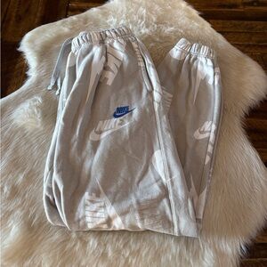 Nike Light Gray Joggers with Blue Logo